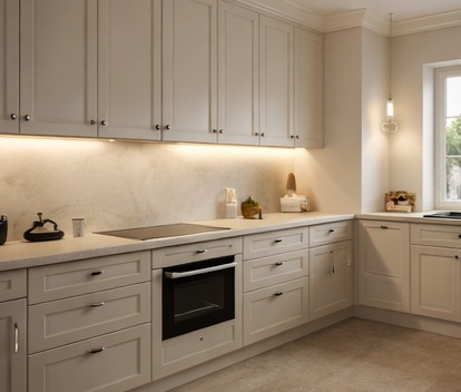 Klasická kuchyně s frézovanými dvířky (L)