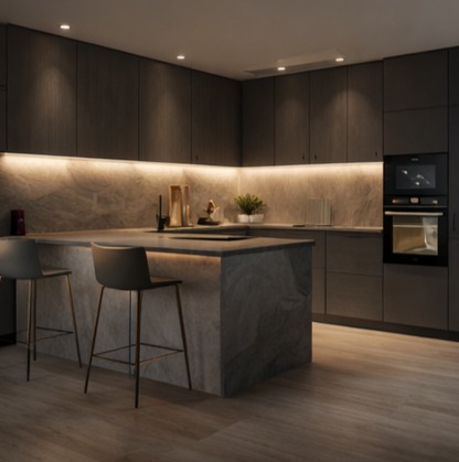 Tmavá kuchyně s ambient LED (L)